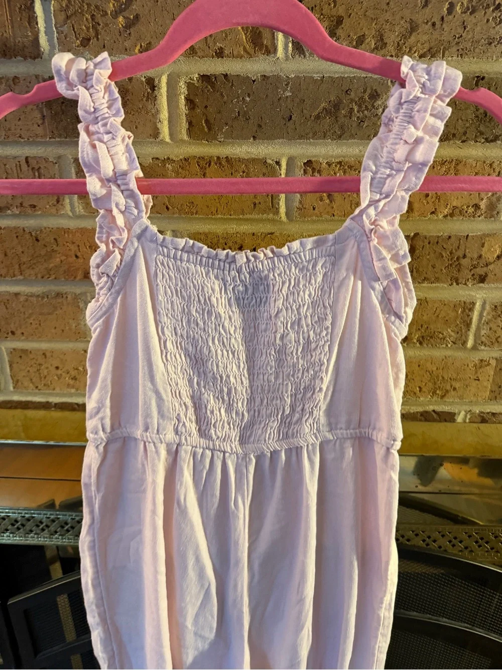 Old Navy Light Pink Ruffle-Shoulder Sleep Romper
